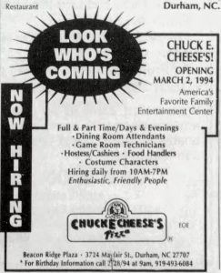 Exterior photo of Chuck E. Cheese's: Durham, NC