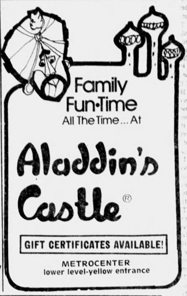 1978 newspaper ad for Aladdin's Castle Metrocenter